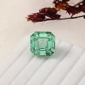 Natural Ceylon Green Luster Parti Sapphire Loose Gemstone Asscher Cut 7.35 CT - Picture 1 of 5
