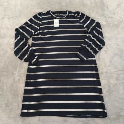 Lucky Brand Shift платье большой синий в полоску колена длины длинным рукавом пуловер новый - Изображение 1 из 4