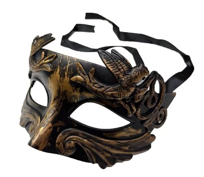 Bronze Medieval Masquerade Eyemask for Men Greek Roman Venetian Mask Mardi Gras - Image 1 of 3