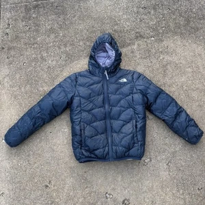 The North Face Girls Luna Down Reversible Puffer Hooded Jacket Sz M 10/12 550 - Picture 1 of 10