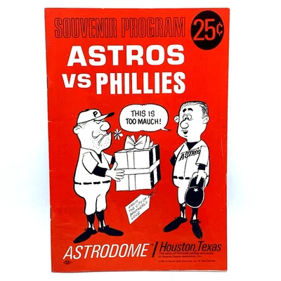 Vintage Astros Phillies Game Program UnScored 1967 Eddie Matthews HOF - Image 1 of 4