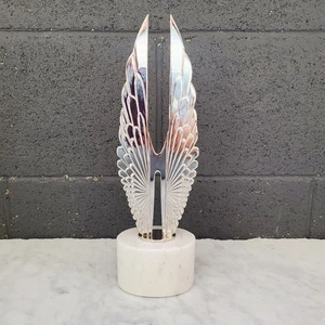 Hermes Premio Creativo Trofeo Exhibición Estatua Vertical Alas de Metal Base de Mármol 12" - Imagen 1 de 9
