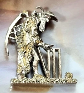 Vintage Marcasite Father Time Cricket Pendant Lord’s Weathervane Design - Imagen 1 de 4