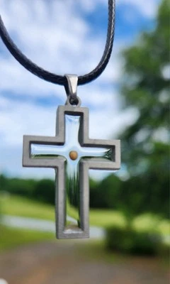 Collar Colgante Semilla Mostaza Cruz Plata Resina Transparente Artesanal Hecho a Mano Nuevo Foto 1 de 4