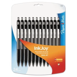 Paper Mate InkJoy 300RT Ballpoint Pen 1mm Black Ink 24/Pack 1781569 - Picture 1 of 7