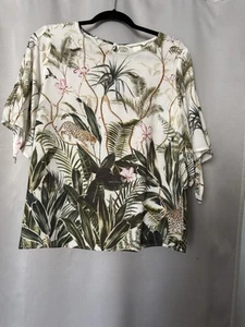H&M Damenbluse Blumenmuster Dschungel tropisch Größe 12 - Bild 1 von 8