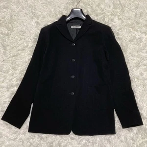 JIL SANDER Silk Blend Tailored Jacket M Black 4 Button 38 Plain - Picture 1 of 15