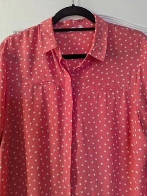 COLLARED BLOUSE SIZE 20 BY NEXT IN CORAL STAR DESIGN UNLINED.     (E) - Image 1 of 4