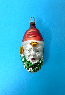Antique Glass Christmas Decoration Bauble ~ Figural Santa Head ~ Vintage - Image 1 of 4