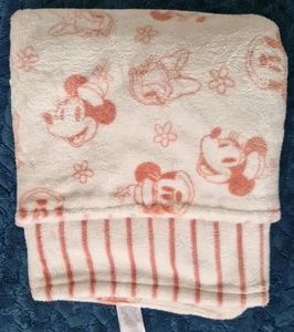 Primark Minnie Mouse Daisy Duck Blanket Double Sided stripes pink Used - Picture 1 of 6