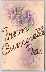 1907-10's FROM BURNSVILLE VA to LONE FOUNTAIN VIRGINIA GLITTER ANTIQUE POSTCARD - Picture 1 of 2