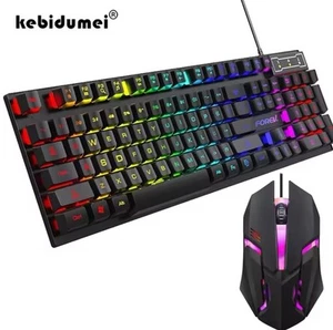Keyboard and Mouse Gaming Wired Set RGB Backlight LED USB PS5 Xbox One PC Laptop - Picture 1 of 8