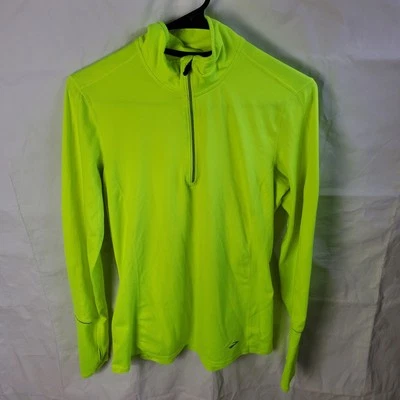 Camisa Pullover Brooks Para Mujer M Verde Lima 1/4 Cremallera Correr Entrenamiento Atlético  Foto 1 de 4