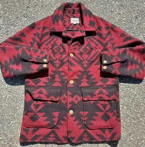 Vintage EMS Aztec Southwest Native American Wool Blanket Shacket Jacket Size M - Picture 1 of 8