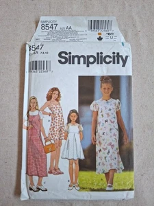 VINTAGE 1998 SIMPLICITY 8547 Girl's Dress & Slip size 7-8-10 NEW - Picture 1 of 3