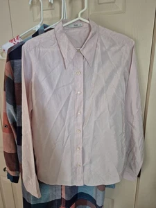 Prada Shirt Blouse Long Sleeve Silk Pink Striped Size 44 Womens Button Up Italy - Picture 1 of 15