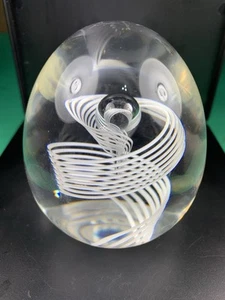 Steuben Art Glass George Thompson Cane Teardrop Ribbon Swirl Paperweight Bubble - Picture 1 of 9