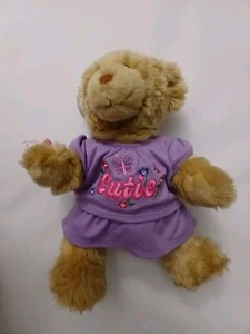 Build A Bear Brown With Purple Cutie Outfit Plush Stuffed Toy 15". - Picture 1 of 13