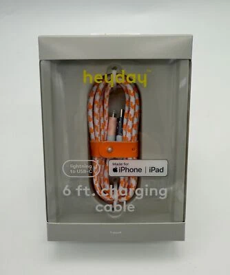 Heyday Charging Lightning Cable to USB-C Braided 6ft iPhone & iPad Sealed - Image 1 of 4