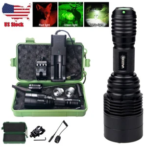 Hunting Flashlight Red Green White LED Lamp Predator Coyote Night Hog Zoom Torch - Picture 1 of 12