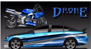 Drone go kart race car vinyl graphic decal half wrap - Picture 1 of 9