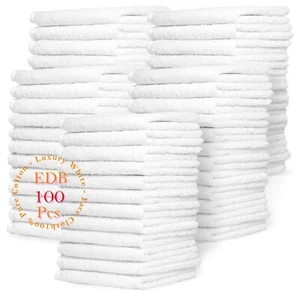 100X White Face Cloths Towels Flannels 100% Cotton Bulk Hotel Quality Soft Towel - Picture 1 of 25