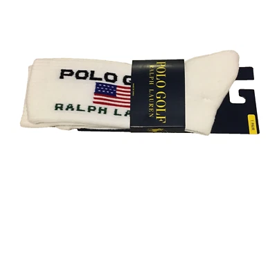 Polo Golf Ralph Lauren Bandera EE. UU. Blanco 1 Par Calcetines Para Hombre Talla 10-13 Nuevos con Etiquetas Foto 1 de 4