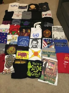 Vintage Graphic Tees Sports Music 37 Piece Lot single stitch nike adidas L XL - Picture 1 of 12