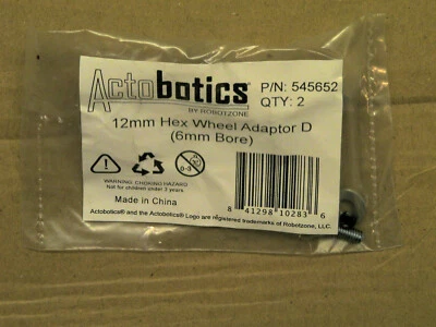 ACTOBOTICS 12mm Hex Shaft Wheel Mount Adaptor 2pk 545652 6mm Bore - Image 1 of 2