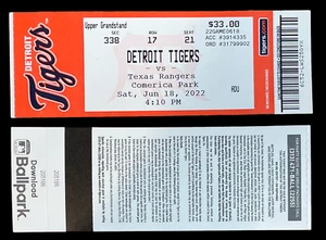RILEY GREENE DEBUT TICKET DETROIT TIGERS VS TEXAS RANGERS 6/18/22 1st Hit - Picture 1 of 1