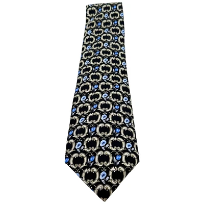 Marco Polo Vestido Corbata Estilo Italiano Negro/Gris/Azul 59" Largo x 4" En Punta Foto 1 de 3