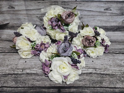 4 Centros de Mesa de Boda, Centros de Recepción Floral, Vintage, Púrpura Foto 1 de 4