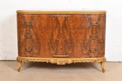 Romweber French Provincial Louis XV Flame Mahogany and Parcel Painted Dresser - Image 1 of 4