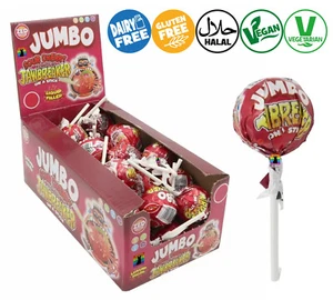 Zed Candy SOUR CHERRY FLAVOUR JUMBO JAWBREAKERS ON A STICK VEGAN Sweets Gum - Picture 1 of 8