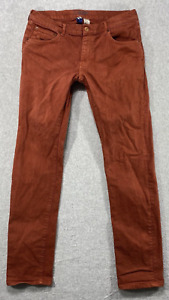 H&M Jeans Mens 34x32 Slim Low Waist Denim Burnt Orange Preppy Stretch Denim Glam