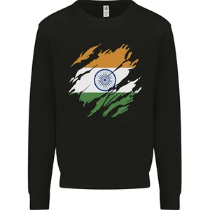 Torn India Flag Indian Day Football Kids Sweatshirt Jumper - Picture 1 of 97