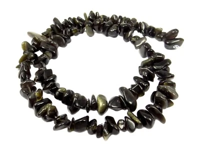 😏 Goldobsidian Perlen Splitter-Nuggets Edelsteinperlen Obsidian Strang 😉 - Bild 1 von 2