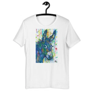 Camiseta UNISEX - DONKEY Acuarela Retrato - Camiseta Camiseta Vestido Caballo Ropa - Imagen 1 de 6