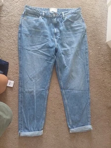 Fat Face Women's Blue Cotton Jeans Eco Denim 16 Regular Mom Jean - Picture 1 of 5