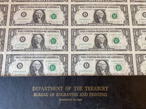 1981 $1 Federal Reserve Note  Full 32-Subject Uncut Sheet  Boston “A” BEP - Picture 1 of 3