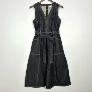 Sundance Poppy Denim Midi Dress Women’s Size 8 Petite Belted A-Line Pockets Boho - Picture 1 of 7