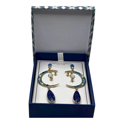 Pendientes Christian Siriano NY Lapislázuli Azul Piedra Lunar Luna Y Estrellas Nuevos en Caja Foto 1 de 4
