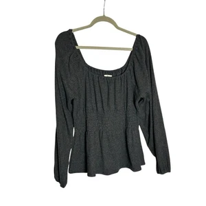 Top Madewell Gris Carbón Felpa Cuello Cuadrado Mezcla Algodón Talla Grande - Imagen 1 de 7