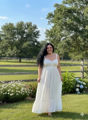 NUEVO CON ETIQUETAS GUNNE SAX para ModCloth Sunset Corselette Midi en Marfil Vestido Punto Suizo 4X Foto 1 de 4