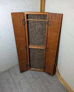 Vintage Rustic Solid Wood Skinny Display Cabinet with Memo Cork Board & Doors - Picture 1 of 24