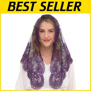 Velo Mantilla Hilo Púrpura Transpirable - Elegante Diseño Negro para Ceremonias - Imagen 1 de 8
