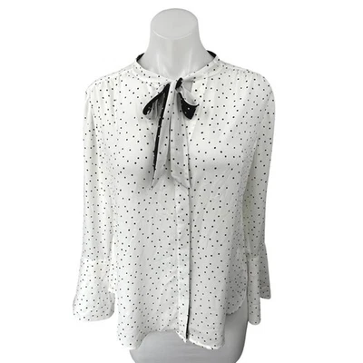 Белый дом черный рынок белый горошек галстук-бабочка шеи длинным рукавом блузка 6 - Изображение 1 из 4