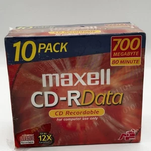 MAXELL CD-R DATA 700 MEGABYTES 80 MINUTE 10 PACK - Picture 1 of 3