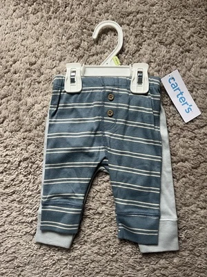 Paquete de 2 pantalones ligeros 100 % algodón azul 3-6 meses Carter's Baby Boys Foto 1 de 4
