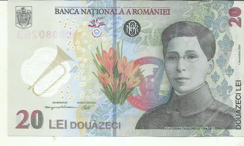 ROMANIA 20 LEI 2021 P 119. VF CONDITION. 2RW 02NOV Cover